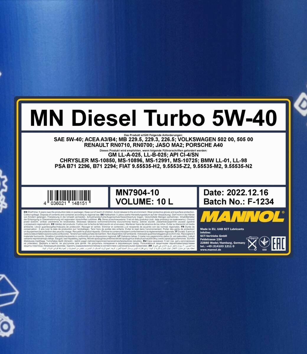 Mannol Diesel Turbo 5W-40 volkswagen Mannol Diesel Turbo 5W-4010 l